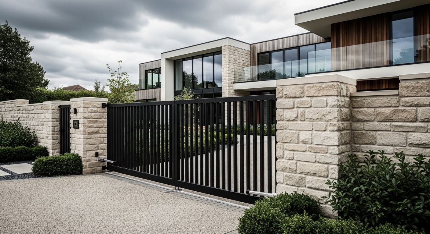 Driveway gate on a sloped London property