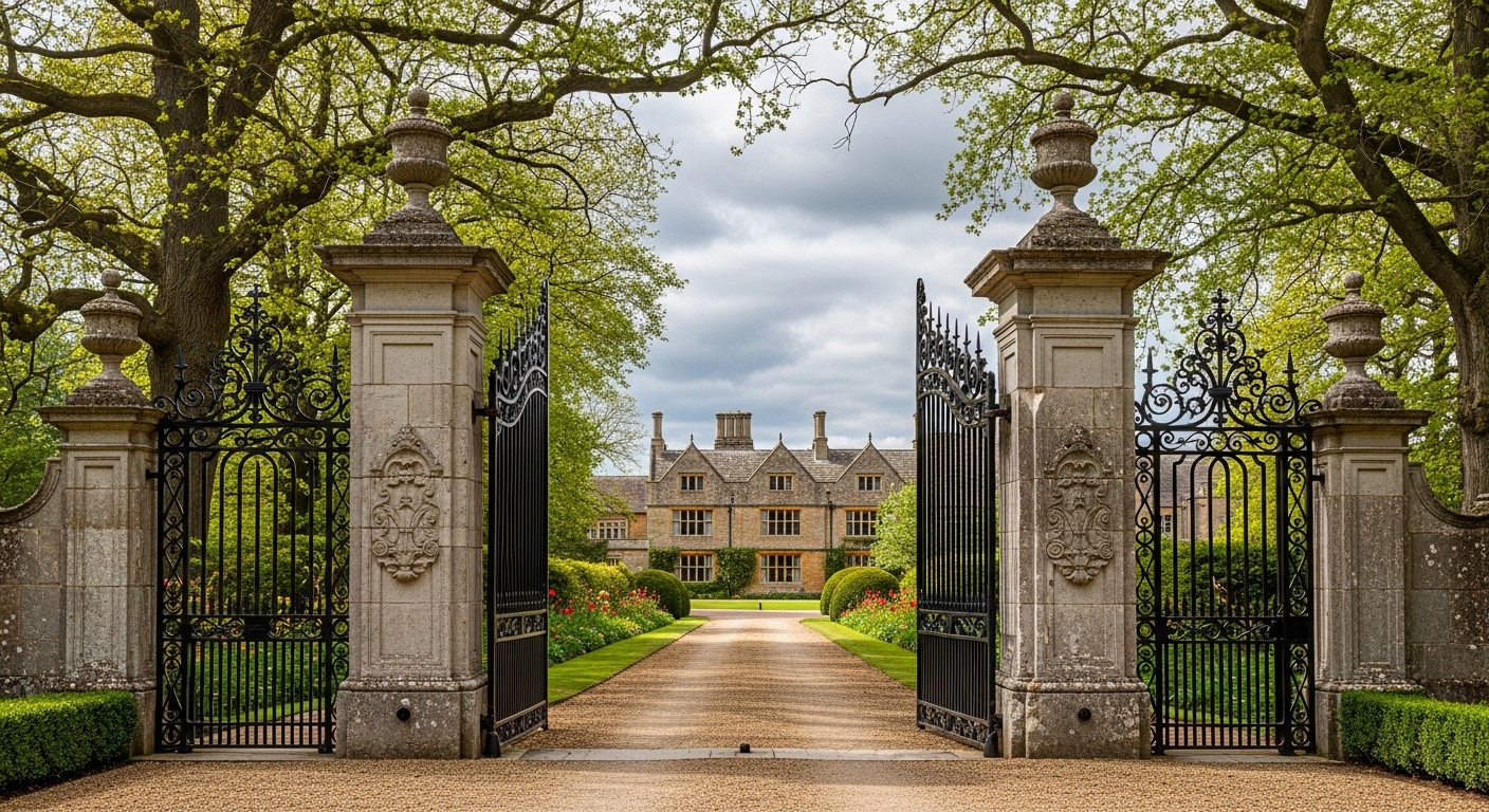 Residential driveway gates in a London suburb